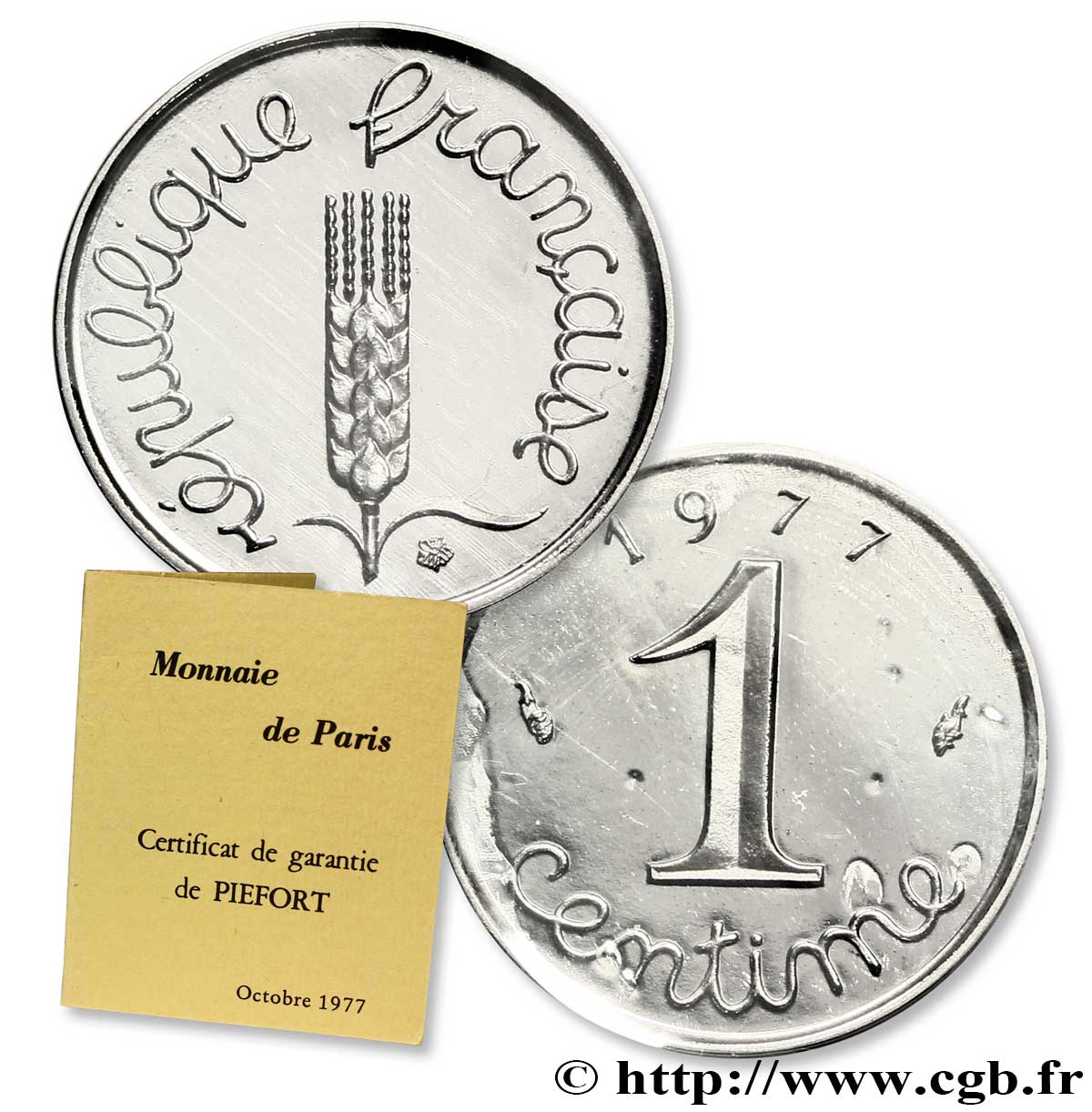 Piéfort acier de 1 centime Épi 1977 Pessac F.106/31P FDC70 