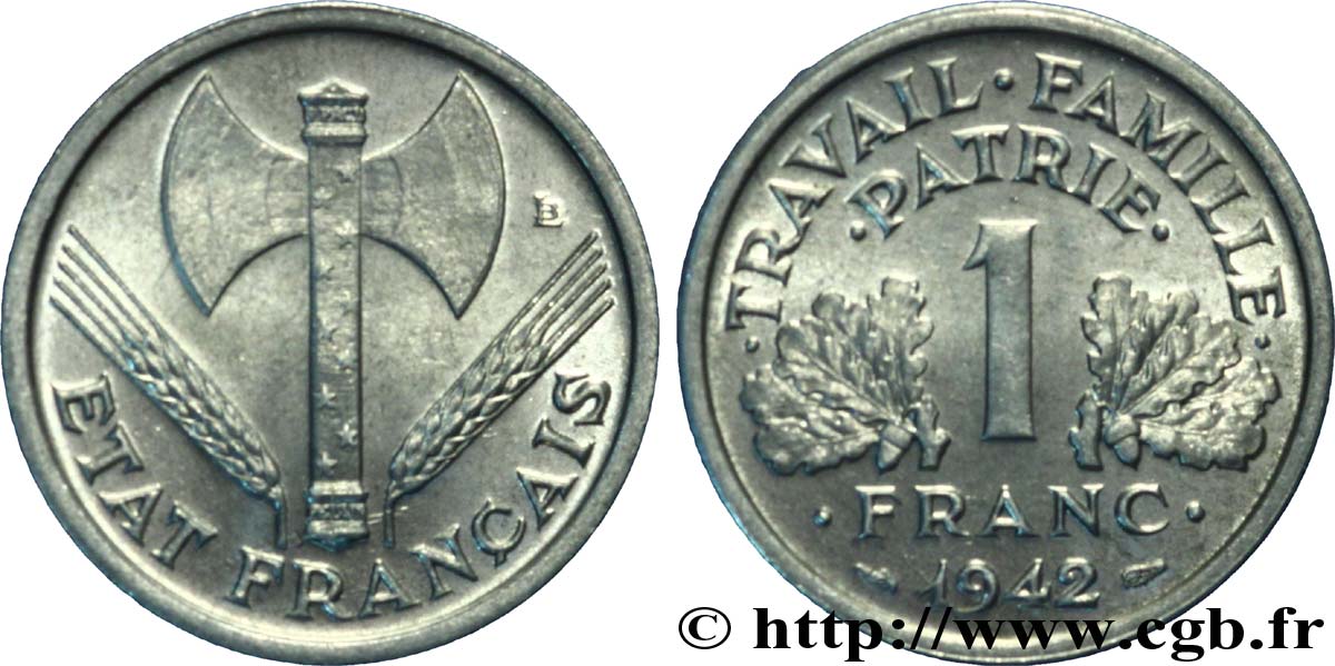 État français, essai de 20 francs par Cochet en aluminium, 1942 Paris