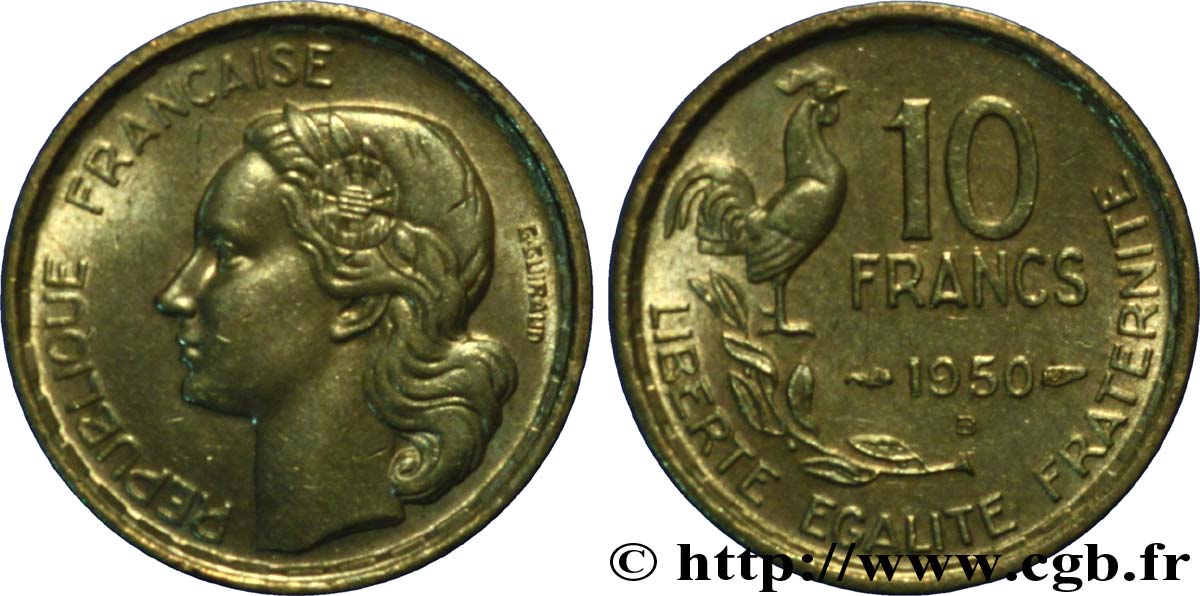 10 francs Guiraud 1950 Beaumont-Le-Roger F.363/3 MS62 