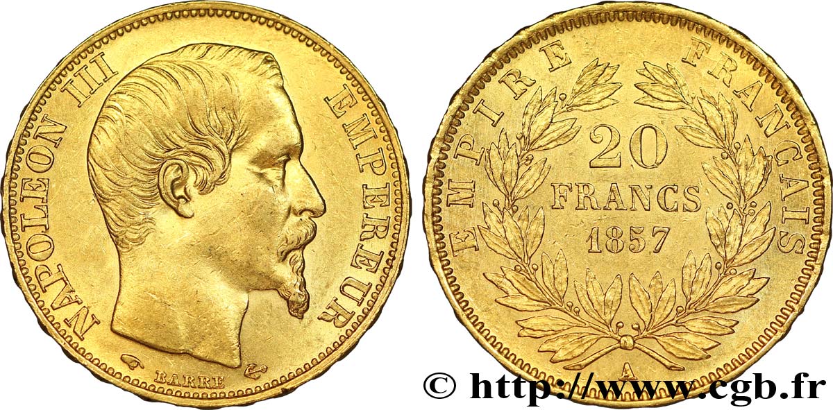 Valeur D'un Louis D'or Napoleon 20 Francs 1857 20 francs or Napoléon III, tête nue 1857 Paris F.531/12 fmd_264724 Modernes