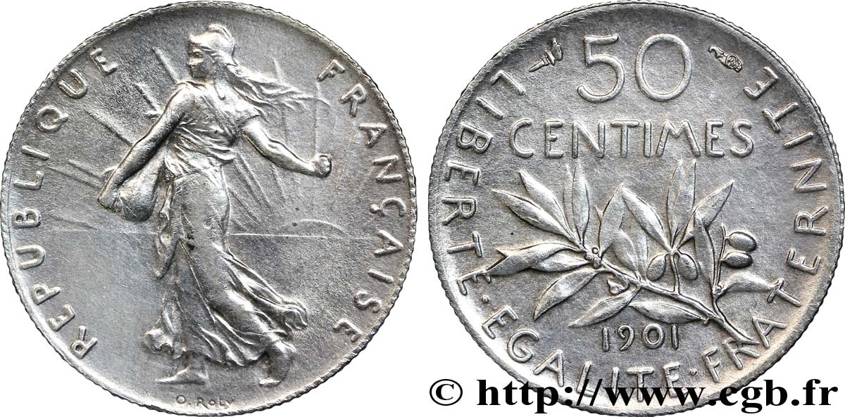 50 centimes Semeuse 1901 Paris F.190/8 BB48 