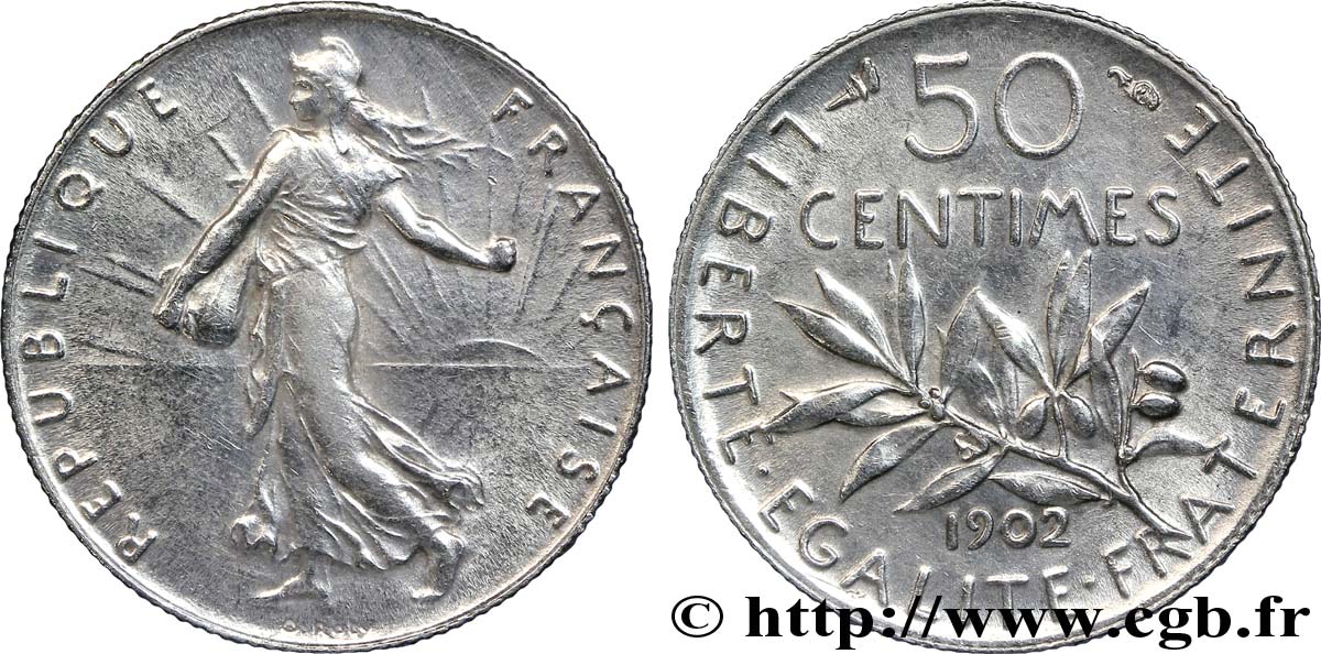 50 centimes Semeuse 1902  F.190/9 AU52 
