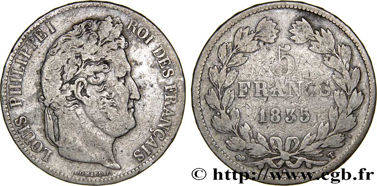 5 francs IIe type Domard 1835 Nantes F.324/51 S18 