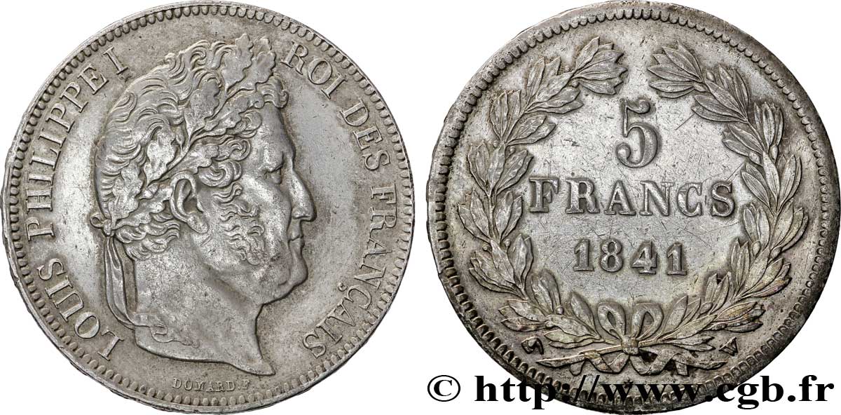 5 francs IIe type Domard 1841 Lille F.324/94 TTB+ 