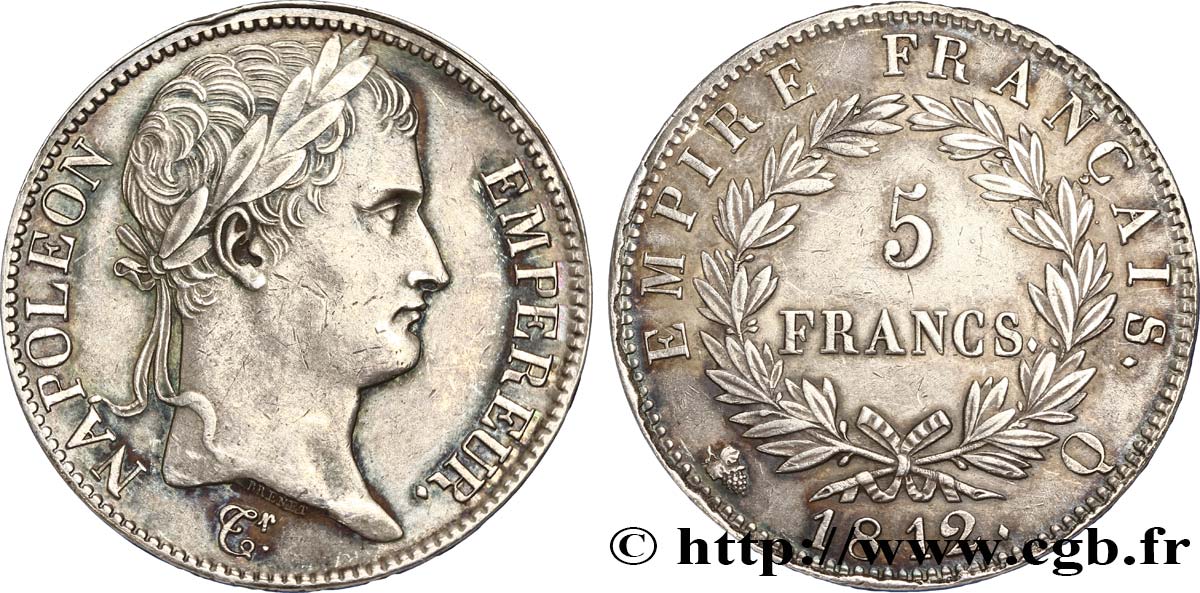 5 francs Napoléon Empereur, Empire français 1812 Perpignan F.307/51 TTB52 