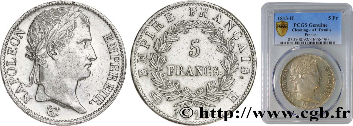 5 francs Napoléon Empereur, Empire français 1813 La Rochelle F.307/63 SUP PCGS