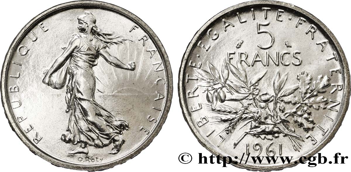 5 francs Semeuse, argent 1961 Paris F.340/5 MS64 
