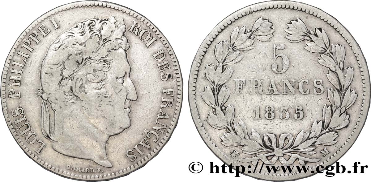 5 francs IIe type Domard 1835 Toulouse F.324/49 TB25 