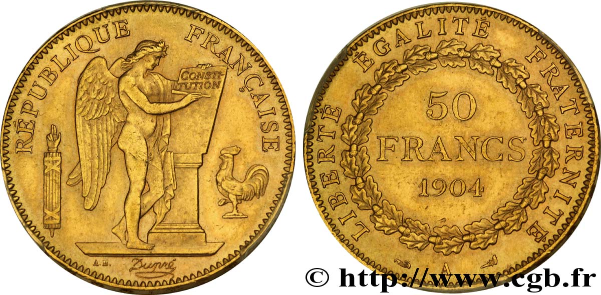50 francs or Génie 1904 Paris F.549/6 MS63 