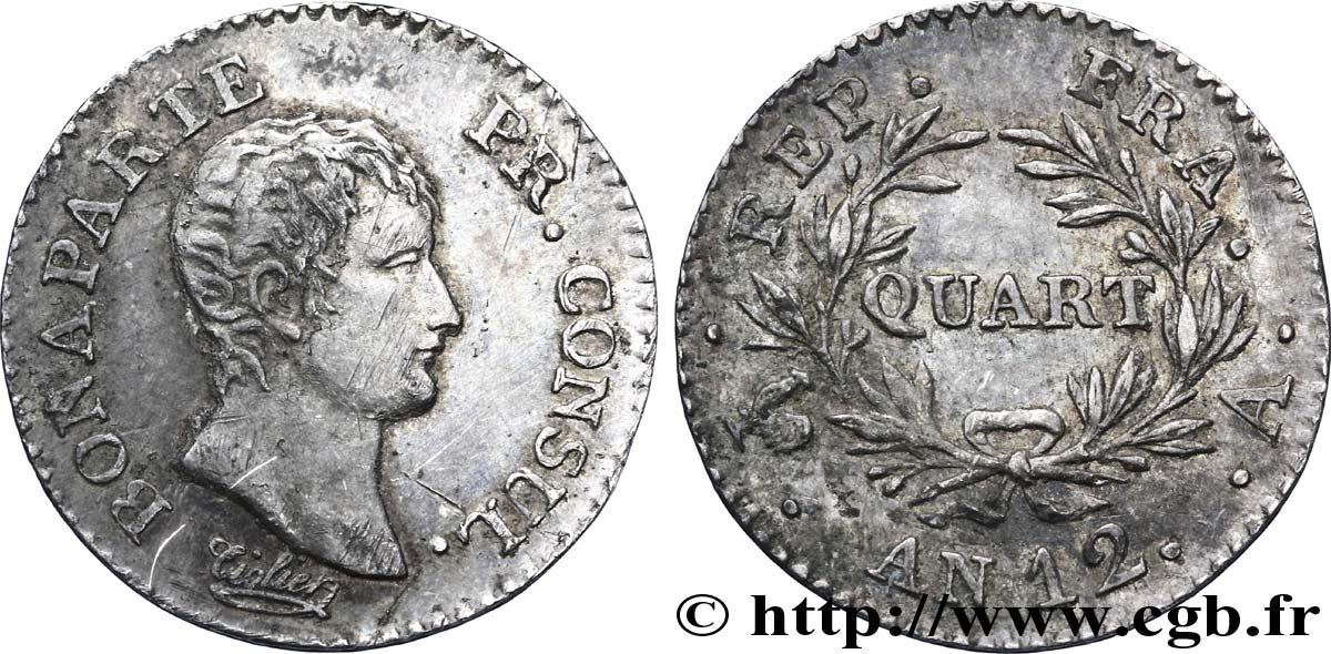 Quart (de franc) Bonaparte Premier Consul 1804 Paris F.157/1 MS60 