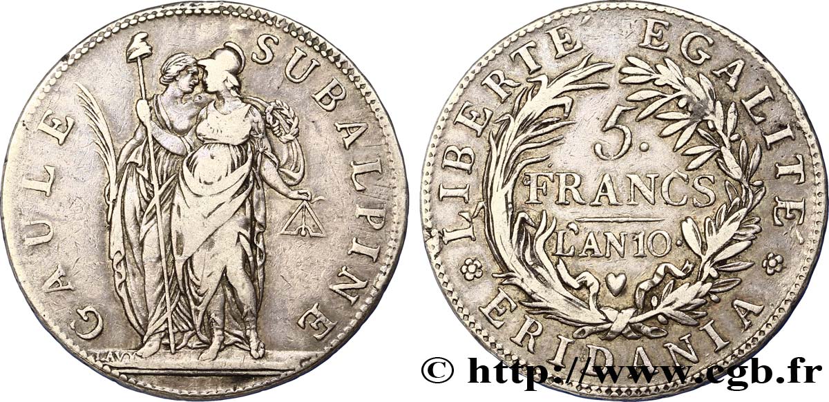 5 francs 1802 Turin VG.846  TB35 