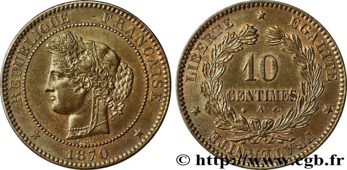 10 centimes Cérès 1870 Paris F.135/4 TTB53 