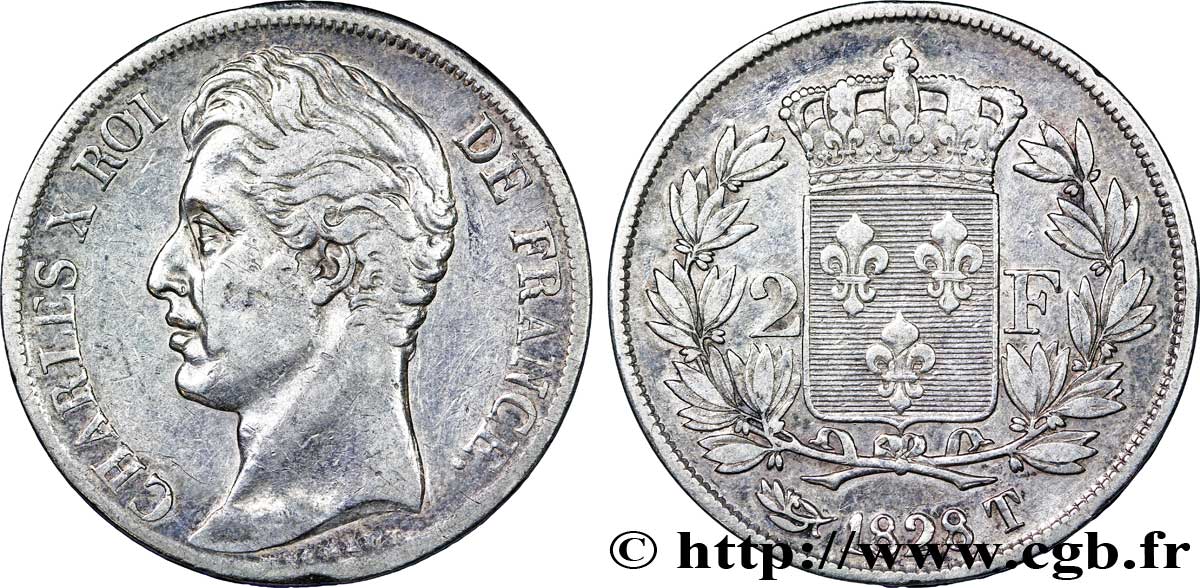 2 francs Charles X 1828 Nantes F.258/47 TTB45 
