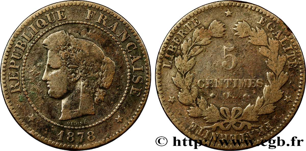 5 centimes Cérès 1878 Bordeaux F.118/18 B13 