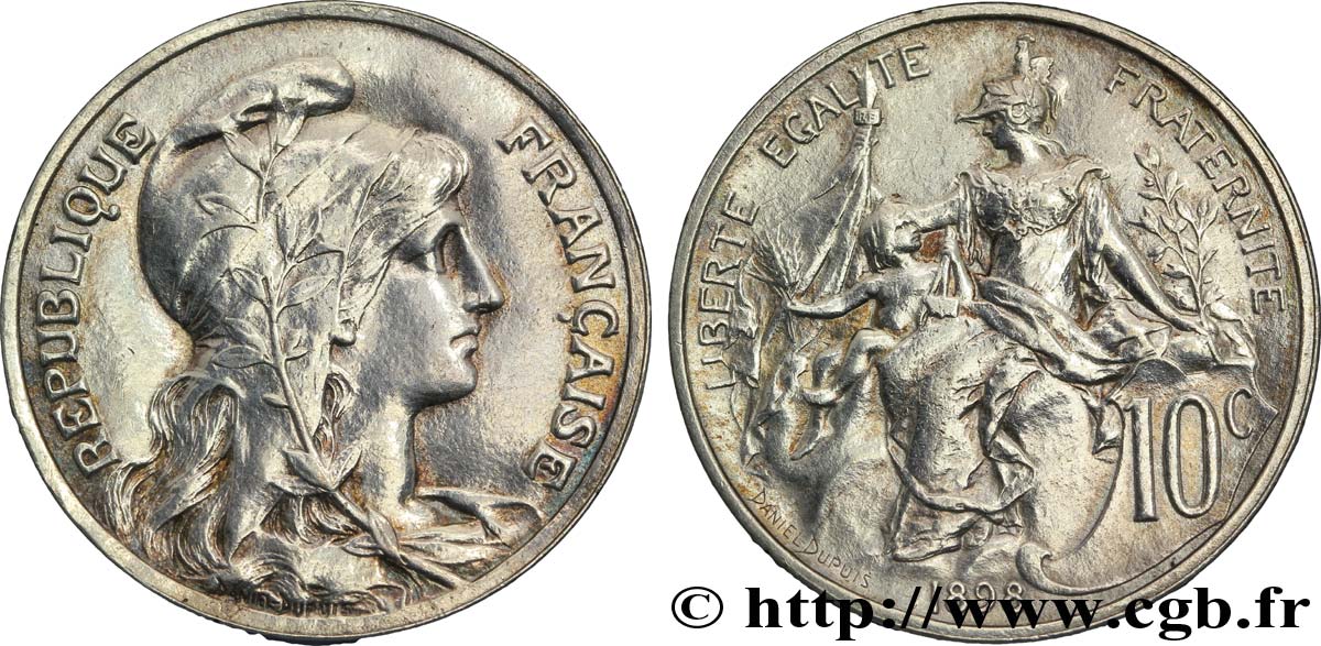 10 centimes Daniel-Dupuis, argenté 1898  F.136/4 var. SUP60 