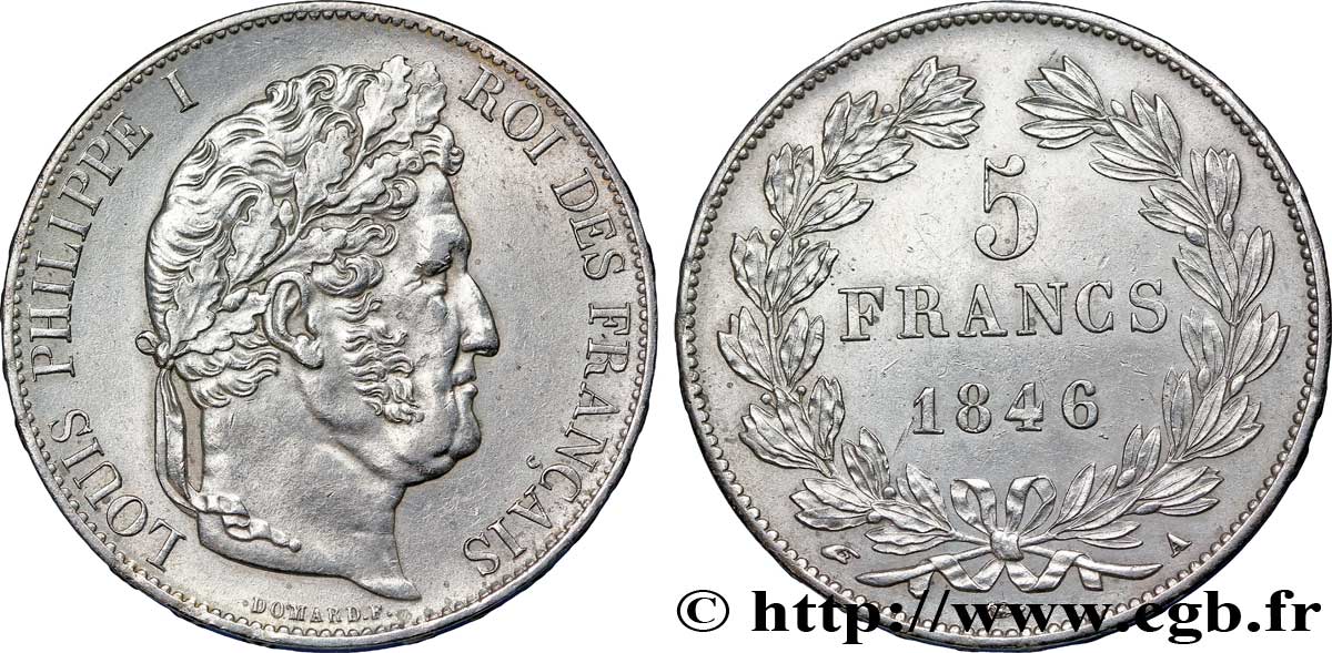 5 francs IIIe type Domard 1846 Paris F.325/10 EBC60 