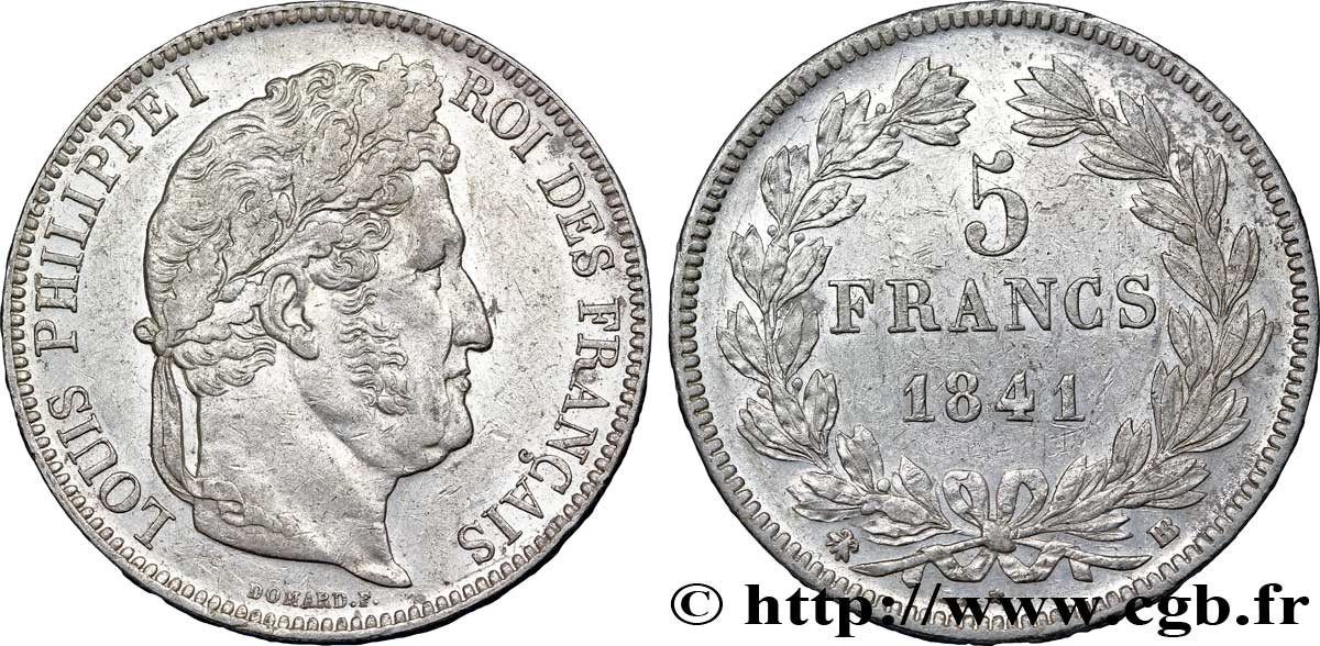 5 francs IIe type Domard 1841 Strasbourg F.324/92 TTB53 