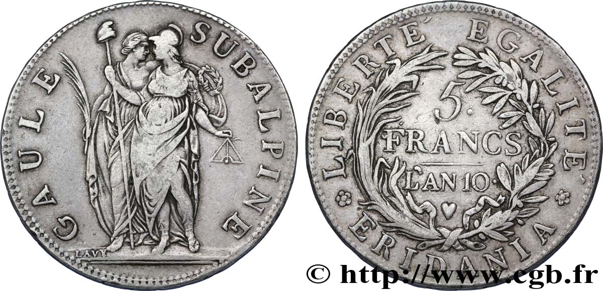 5 francs 1802 Turin VG.846  XF40 
