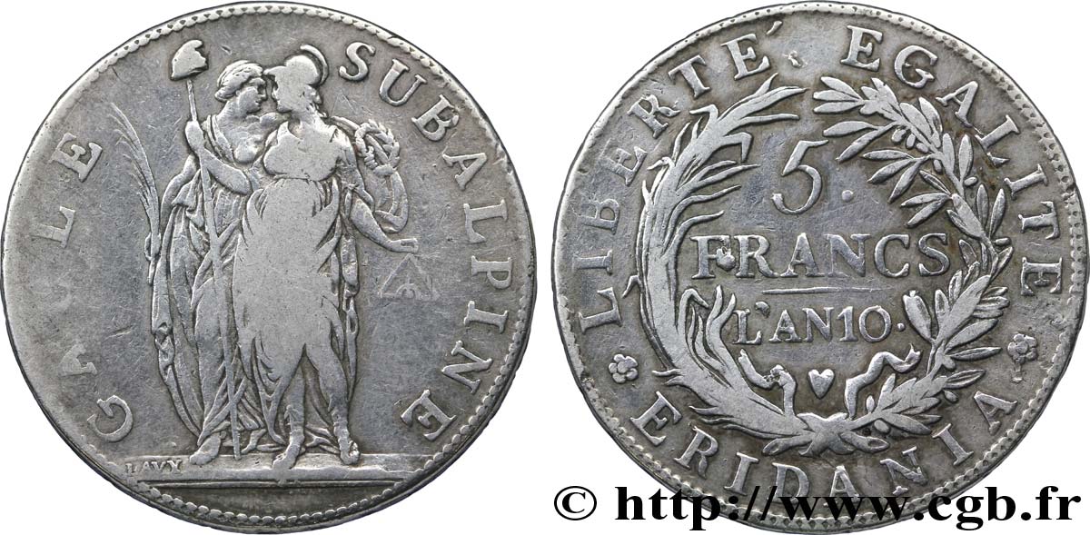 5 francs 1802 Turin VG.846  TB20 
