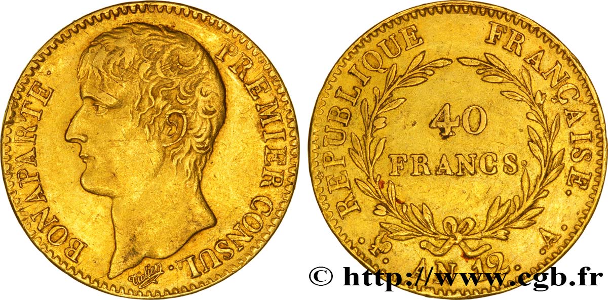 40 francs or Bonaparte Premier Consul 1804 Paris F.536/6 TTB45 