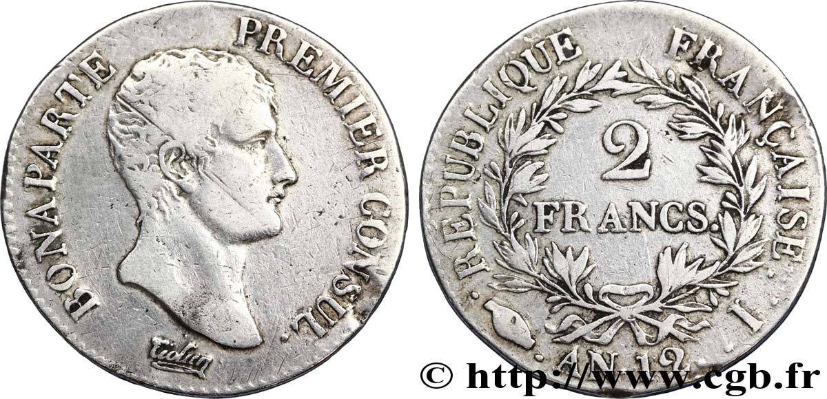 2 francs Bonaparte Premier Consul 1804 Limoges F.250/6 TB25 