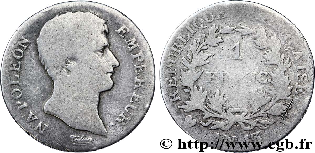 1 franc Napoléon Empereur, Calendrier révolutionnaire 1805 Turin F.201/27 SGE10 