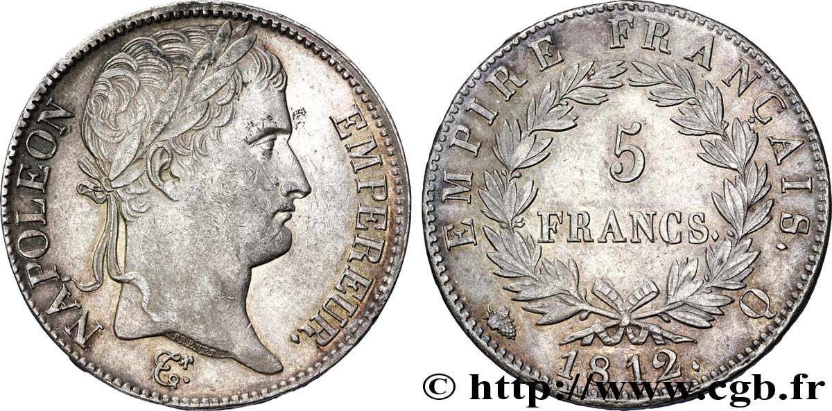 5 francs Napoléon Empereur, Empire français 1812 Perpignan F.307/51 SUP58 