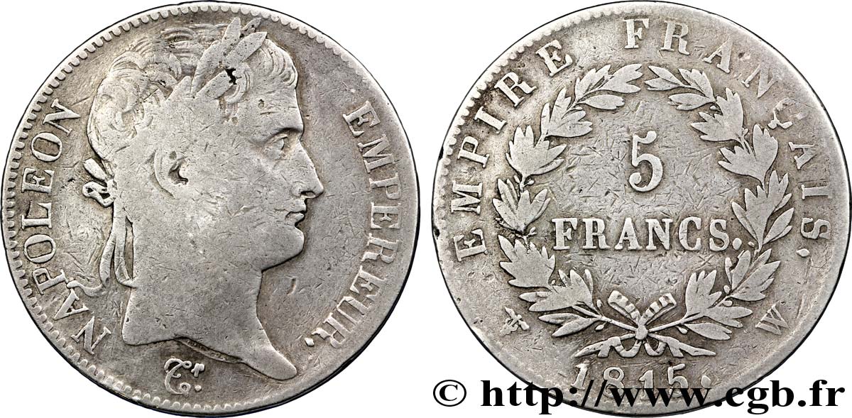 5 francs Napoléon Empereur, Cent-Jours 1815 Lille F.307A/9 MB15 