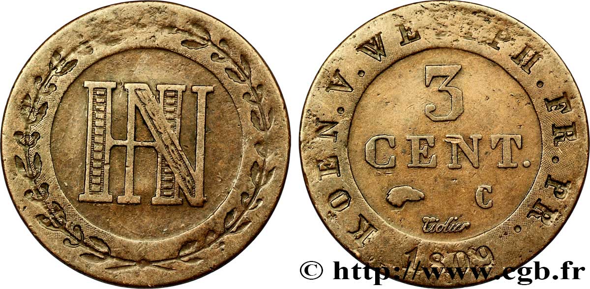 3 cent. 1809 Cassel VG.2036  XF48 