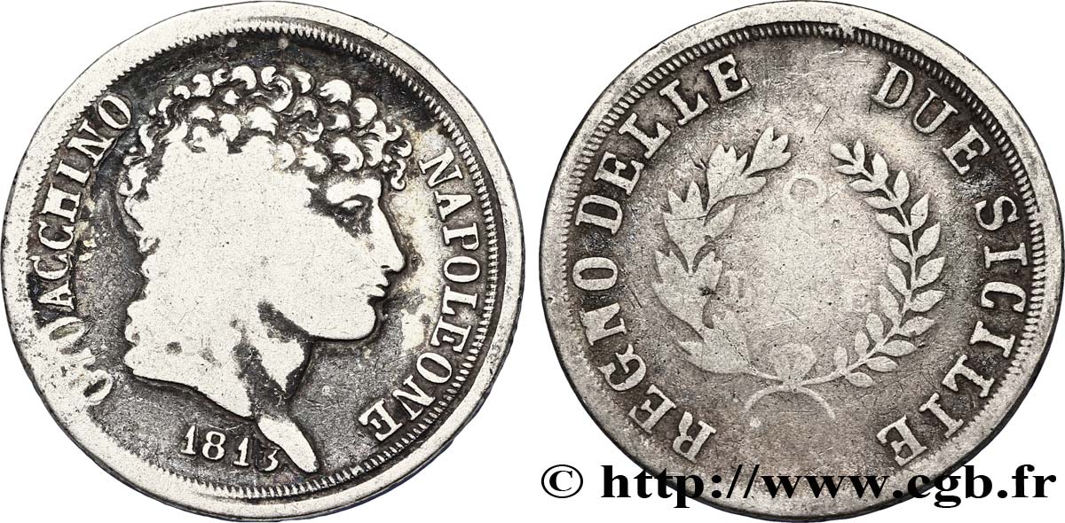 2 lire, rameaux courts 1813 Naples M.495  F15 