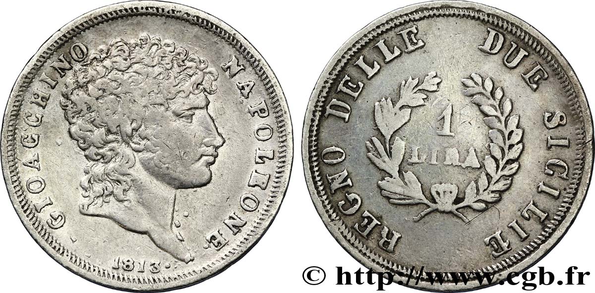 1 lira 1813 Naples M.305  BB40 