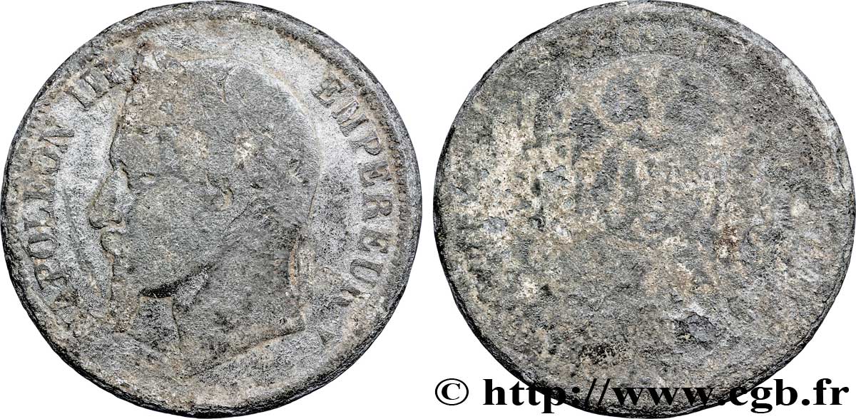 Faux de 5 francs Napoléon III, tête laurée 1868 Strasbourg F.331/13 var. AB3 
