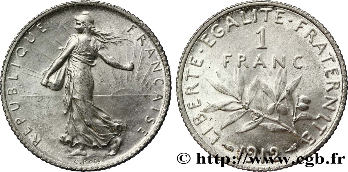 1 franc Semeuse 1912 Paris F.217/17 MS63 