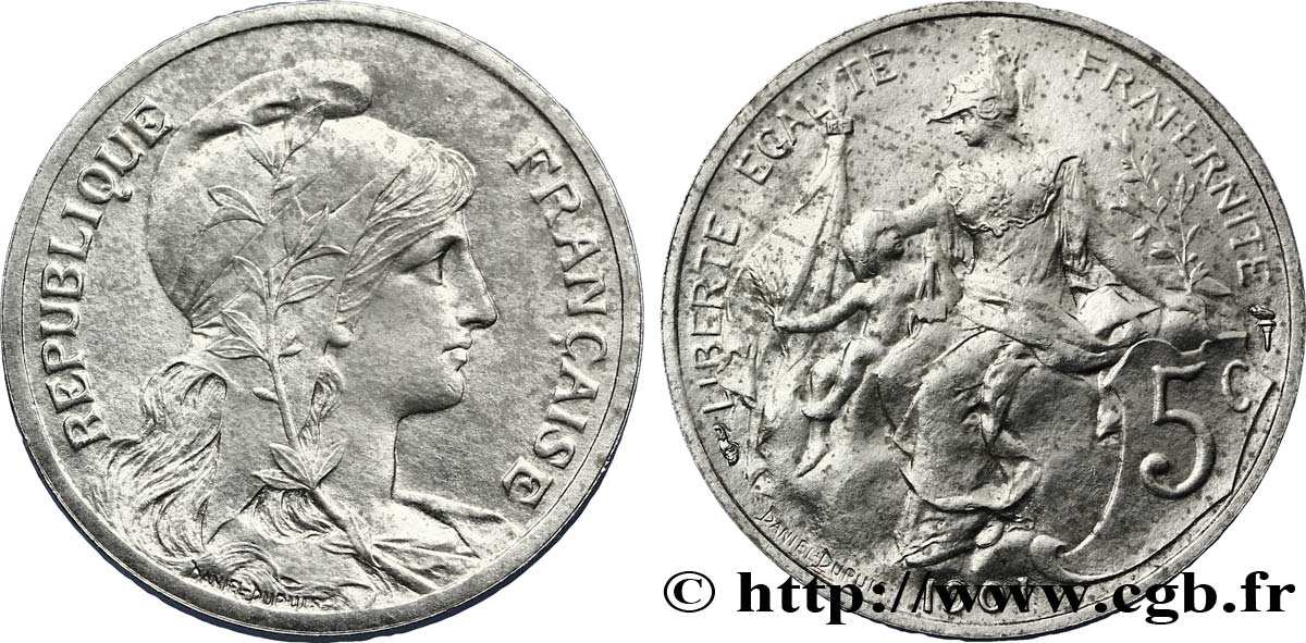 Essai de 5 centimes Daniel-Dupuis, flan nickel 1901  F./ SUP55 