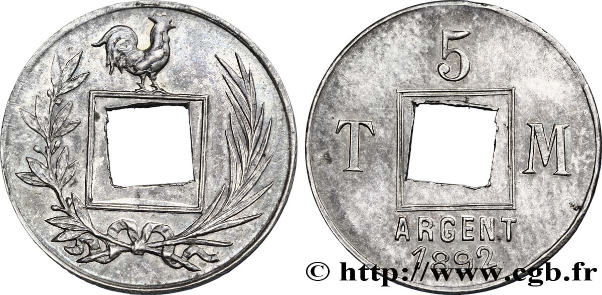 Essai TM 5 - Théodore Michelin 1892  VG.4171  SUP62 