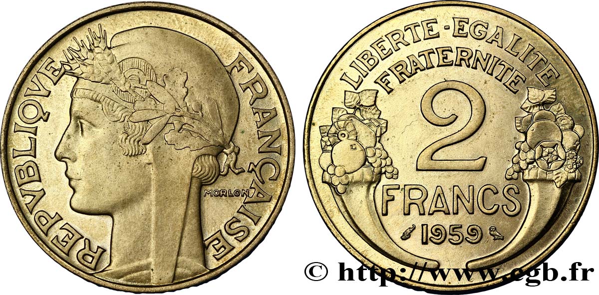 Concours de la 10 francs Mathieu, essai au type 2 francs Morlon 1959 Paris G.538 c / P SPL63 