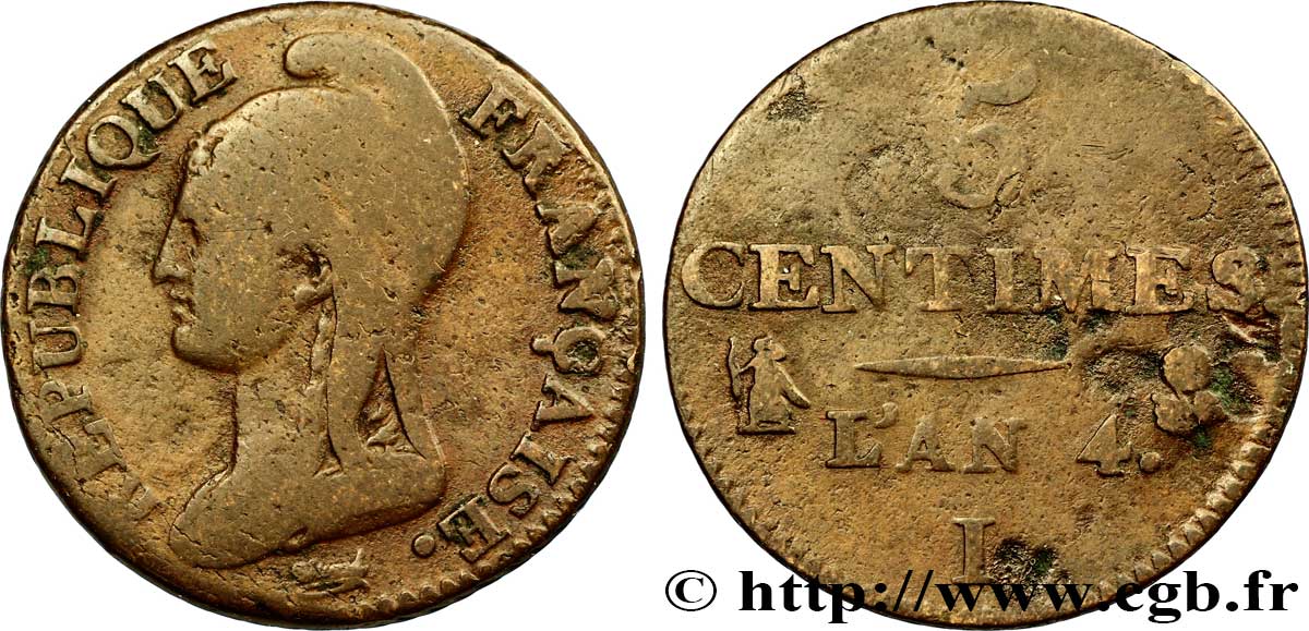 5 centimes Dupré, petit module 1796 Limoges F.113/2 B12 