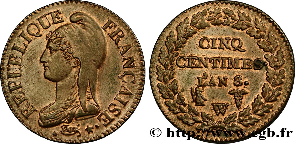 Cinq centimes Dupré, grand module 1800 Lille F.115/138 SUP59 
