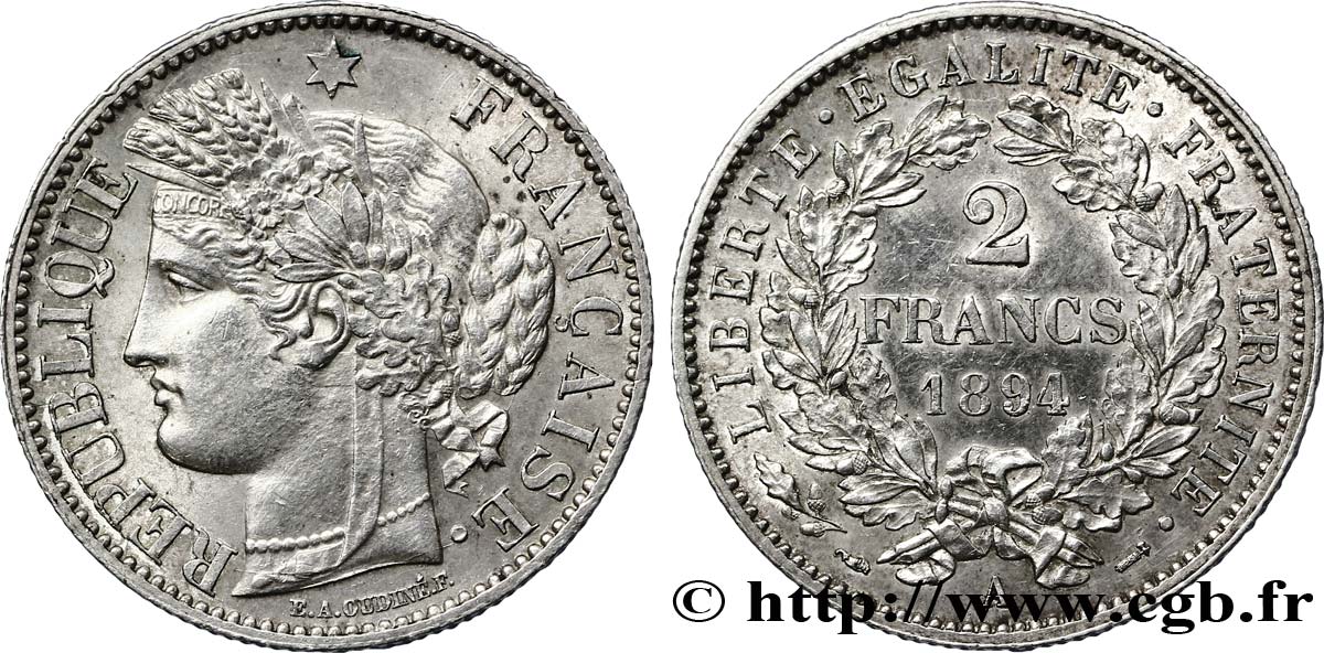 2 francs Cérès, avec légende 1894 Paris F.265/16 SUP62 