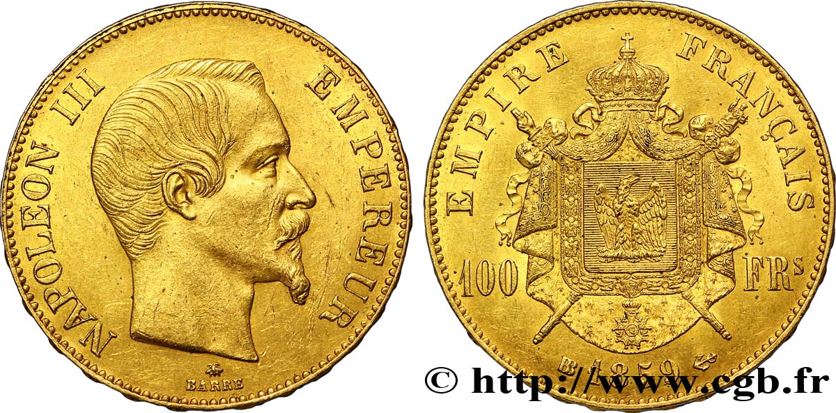 100 francs or Napoléon III, tête nue 1859 Strasbourg F.550/8 TTB52 