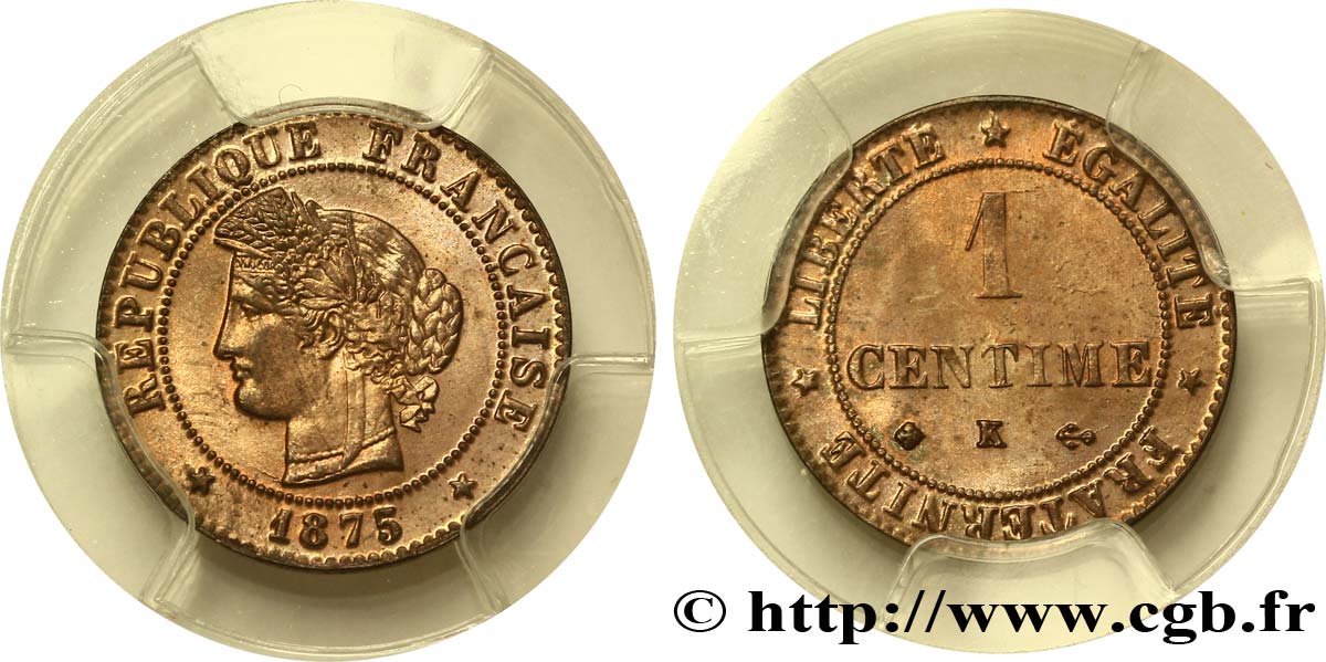 1 centime Cérès 1875 Bordeaux F.104/5 FDC65 