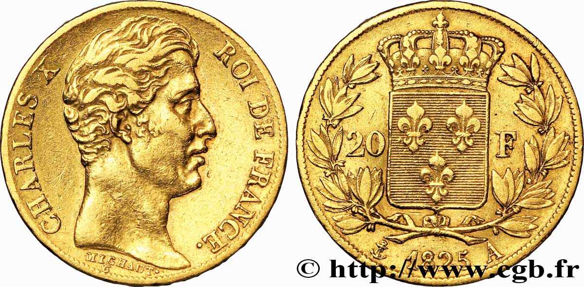 20 francs or Charles X 1825 Paris F.520/1 BB45 