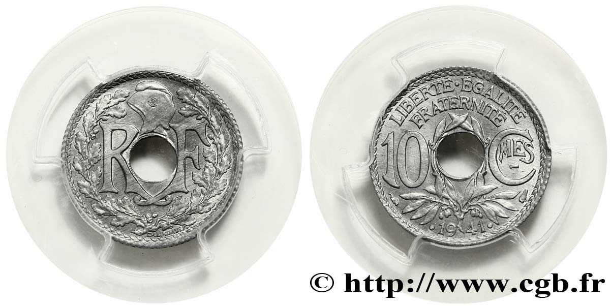 10 centimes Lindauer en zinc, Cmes souligné et millésime avec points 1941  F.140/2 MS65 