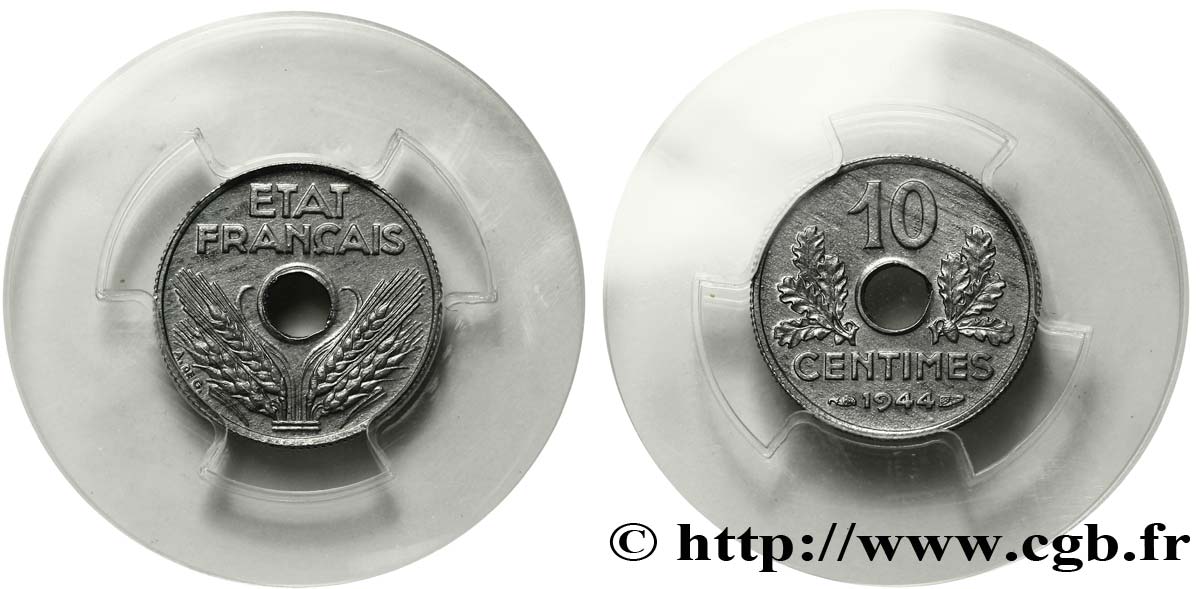 10 centimes État français, petit module 1944  F.142/3 MS63 