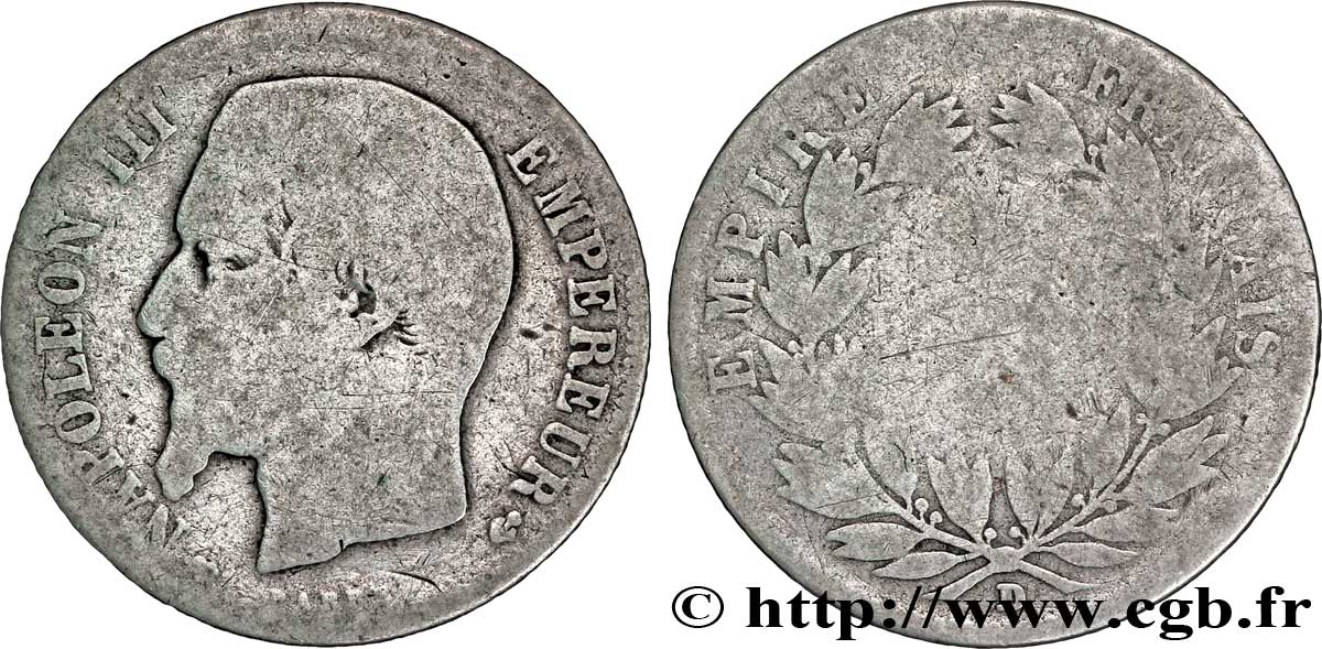 1 franc Napoléon III, tête nue  1856 Lyon F.214/9 AG3 