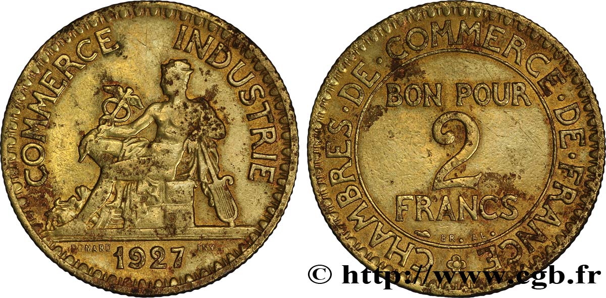 2 francs Chambres de Commerce 1927  F.267/9 XF48 
