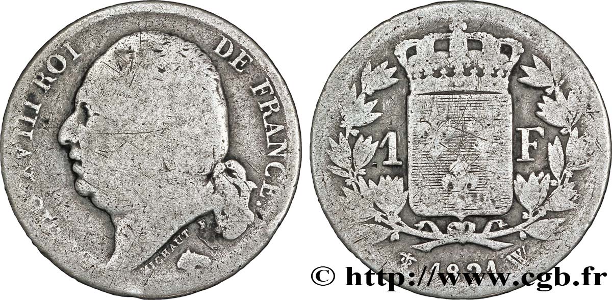 1 franc Louis XVIII 1821 Lille F.206/39 B8 