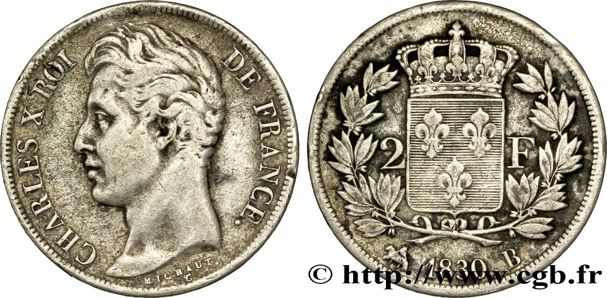 2 francs Charles X 1830 Rouen F.258/63 MB 