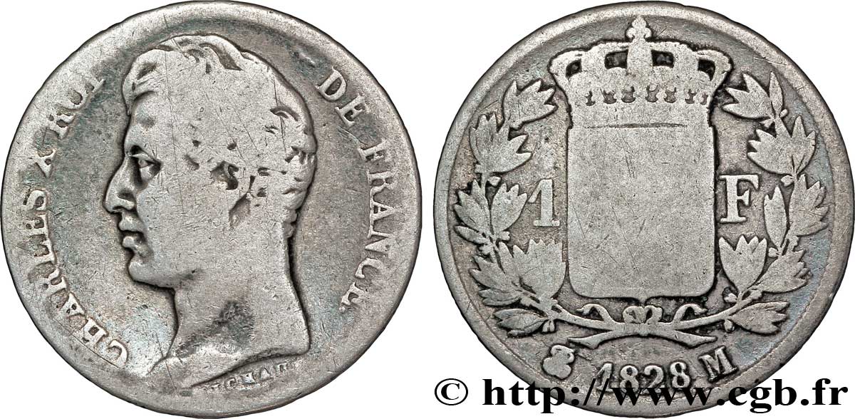 1 franc Charles X 1828 Toulouse F.207A/9 B10 
