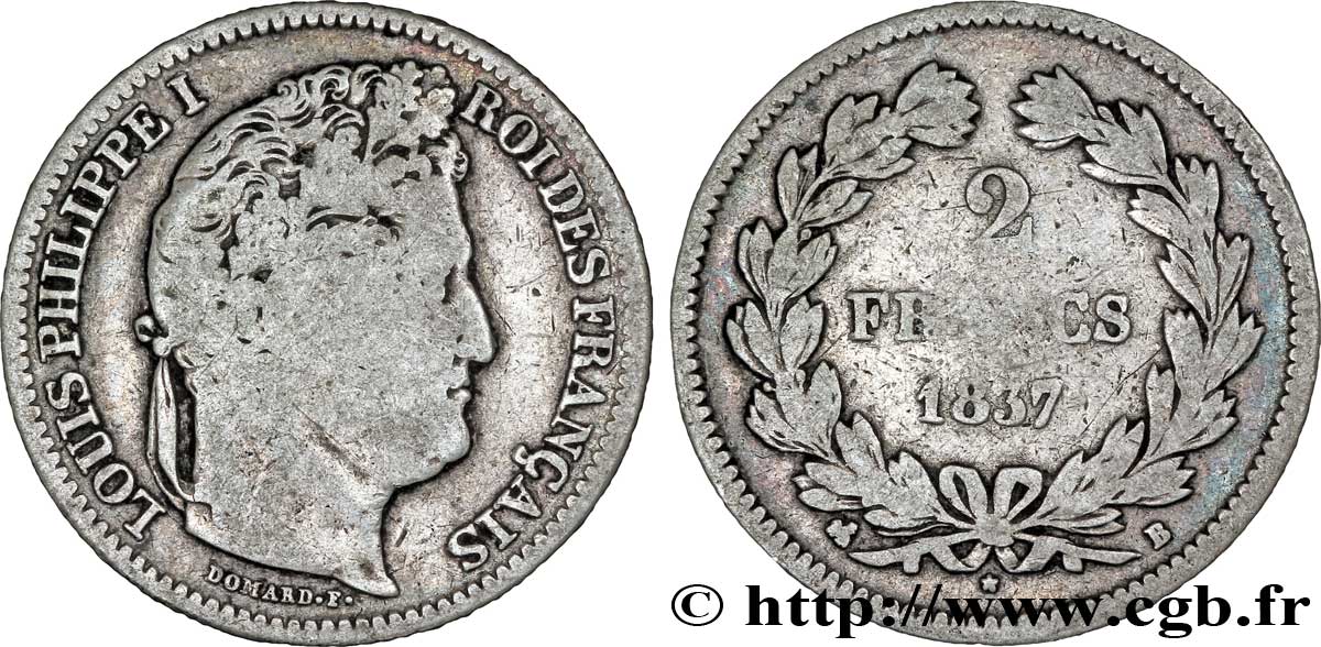 2 francs Louis-Philippe 1837 Rouen F.260/59 VG10 